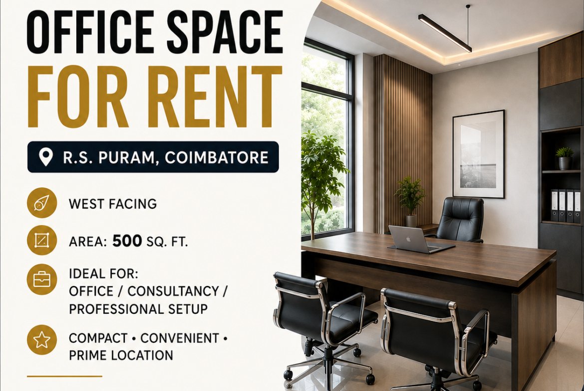 OFFICE SPACE FOR RENT โ R.S. PURAM, COIMBATORE