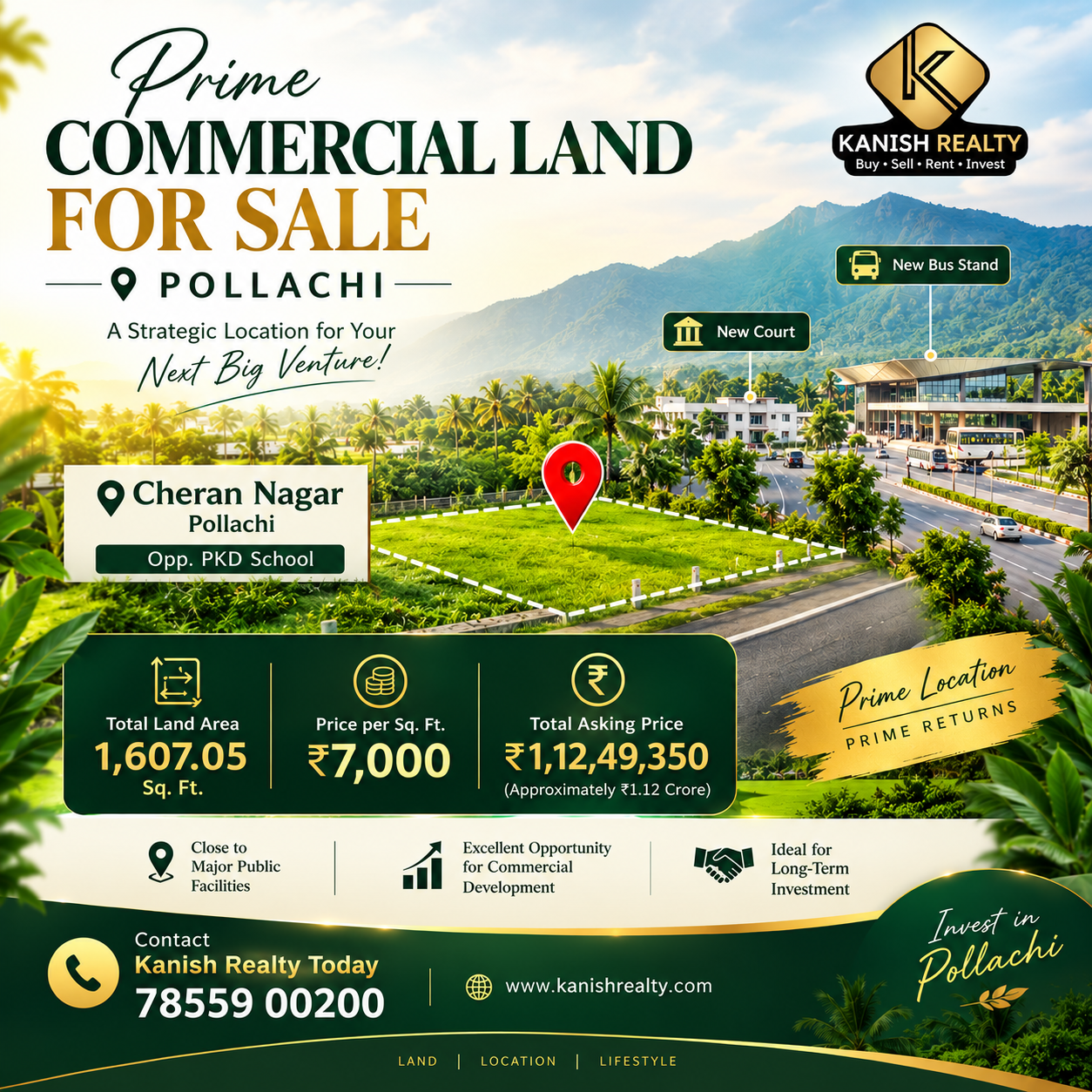 🔥 PRIME COMMERCIAL LAND FOR SALE | POLLACHI 🔥