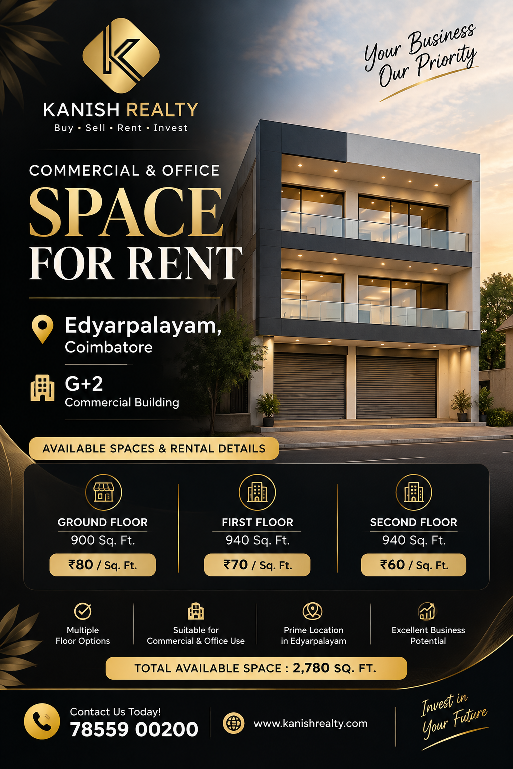 🏢 COMMERCIAL & OFFICE SPACE FOR RENT 📍 Edyarpalayam, Coimbatore