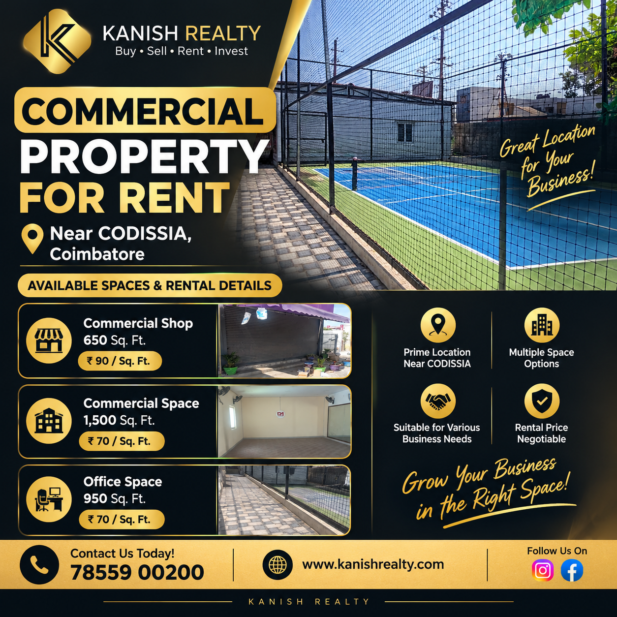COMMERCIAL SPACES FOR RENT 📍 Near CODISSIA, Coimbatore