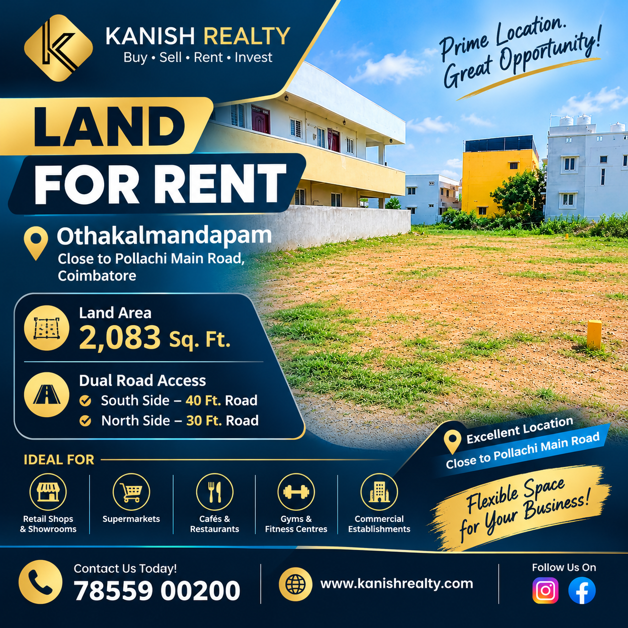 🏢 PRIME COMMERCIAL SPACE FOR RENT! 📍 Othakalmandapam – Close to Pollachi Main Road, Coimbatore